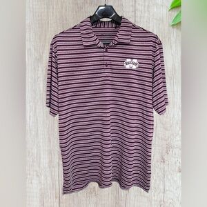Columbia Golf Men’s XXL Maroon and White Striped Polo. MS State Embroidery.